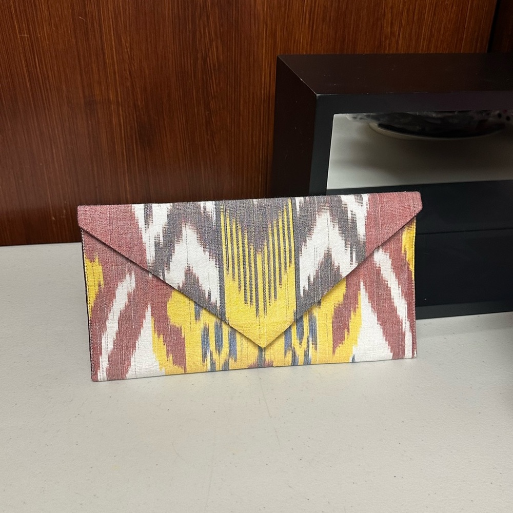 Silk ikat Artisan envelope clutch purse